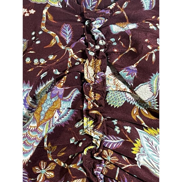 Ulla Johnson Elise Top Woman's 00 Heliotrope Silk Puff Sleeve Blouse Ruched - Picture 3 of 10